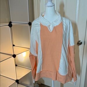 POL Peach and White Knit Top
